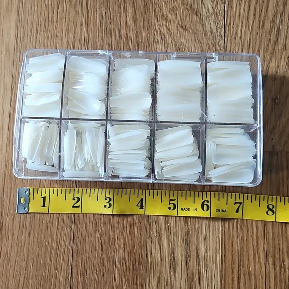 Nail Tips with Storage Box Cream Colored Glue On Coffin Nail Tips - Picture 5 of 9